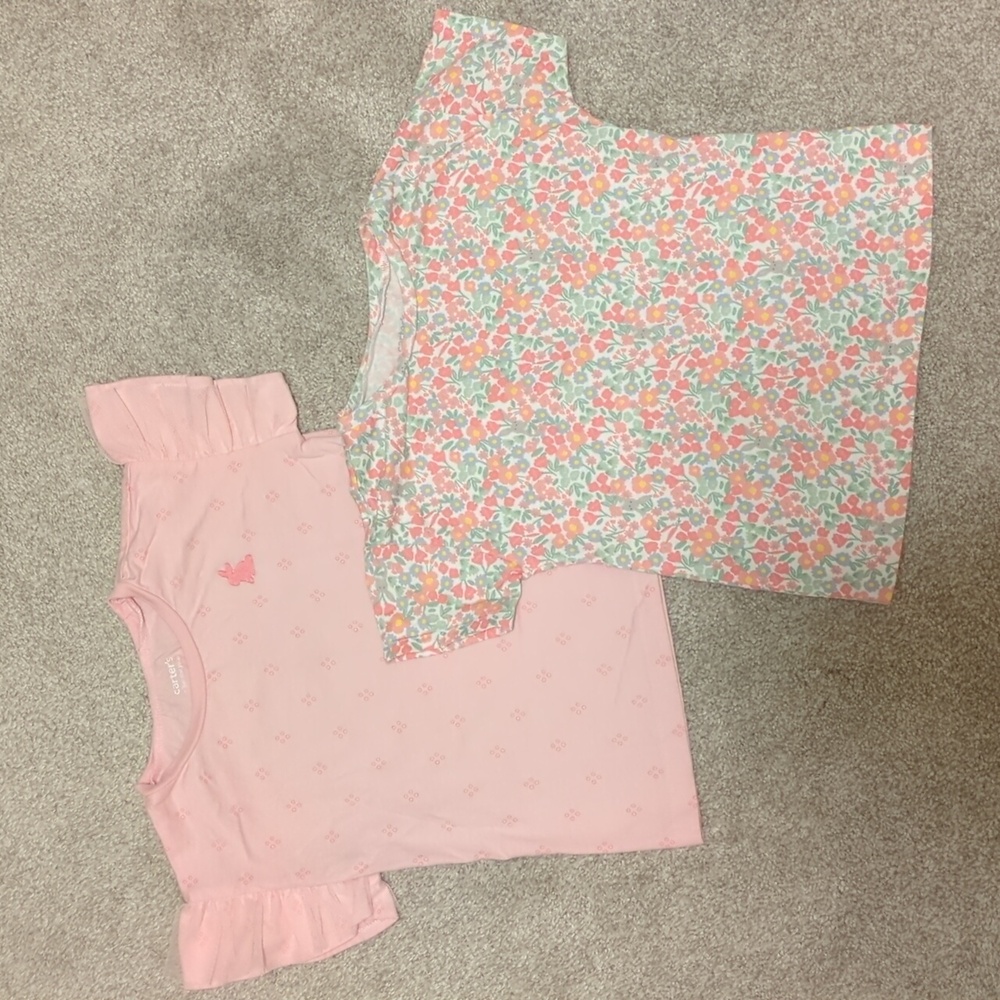 Carter's Pink Floral Bunny Short Sleeve Shirts